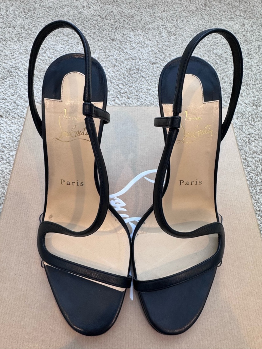 Christian Louboutin Rosalie Black Strappy Open-Toe Slingback Heels - Picture 4 of 4